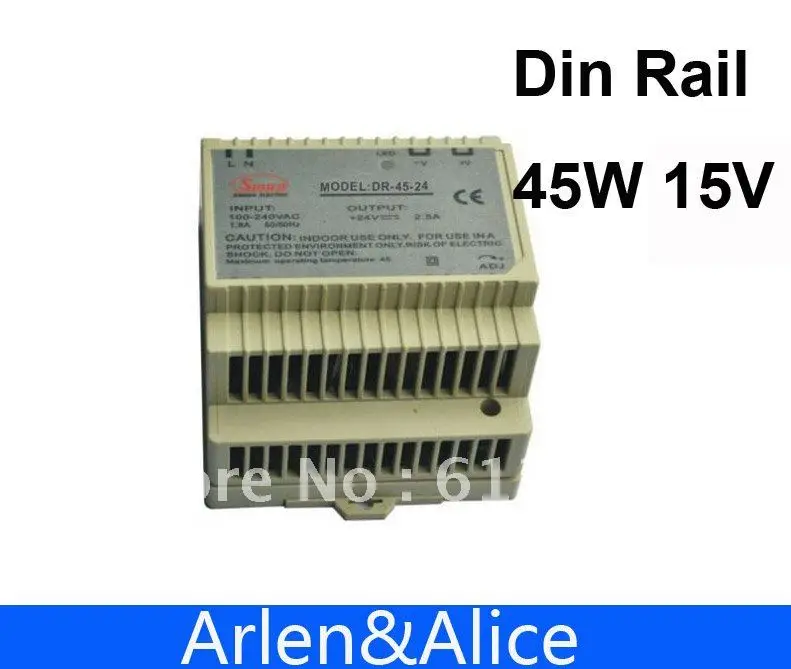 Блок питания на Din-рейке, 45 вт, 15 в Блок питания на Din-рейке, 45 вт, 15 в