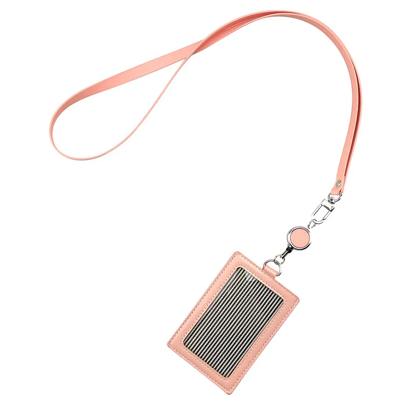 ID Card Holder with Lanyard Neck Strap Wallet Case with 3 Cards Slot Badge Holder Retractable Badge Reel with Belt Clip