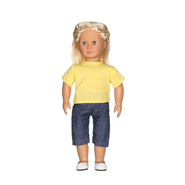 4 colors Doll Clothes Accessories T-shirt+pant suit fit 18 Inch American  Doll,my life doll images - 6