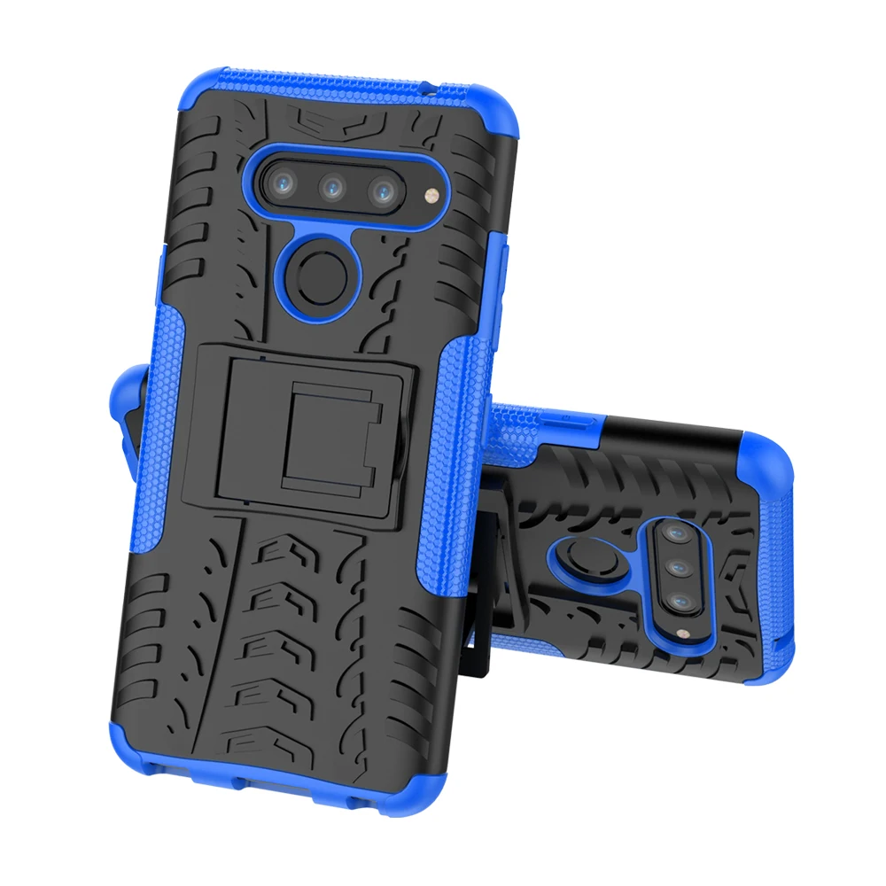 Shockproof Armor Phone Case Shell for LG V40 X Power 3 Anti Dust Bumper Cover Rugged Texture With Stand |