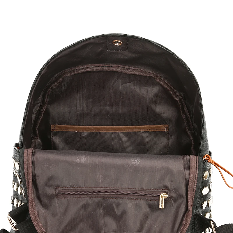 Mynos новое качество кожа Женщины Рюкзак Vintage Вышивка заклепки для девочек школьные