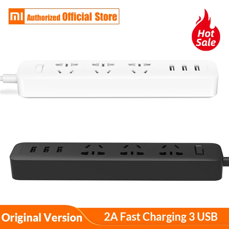 Оригинал Xiao mi jia power Strip 2A Быстрая зарядка 3 USB удлинитель разъем стандартные