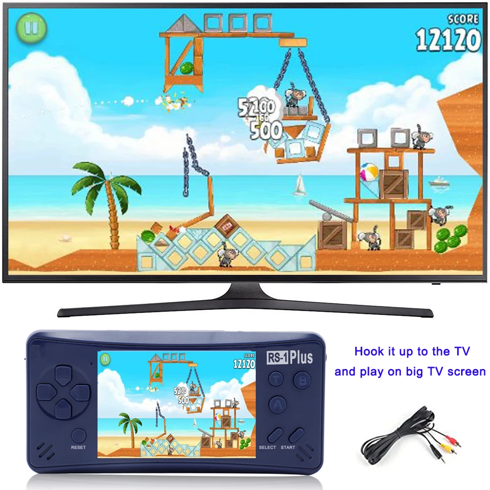 RS-1 Plus Видео игровой плеер для детей и взрослых JJFUN ТВ Видео игровая система встроенные 218 ретро классические игры 3," ЖК-дисплей 1 USB зарядка