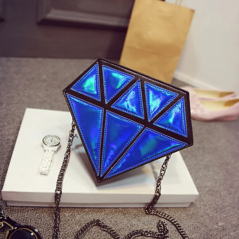 

New Brand 3D Small Shoulder Bag Diamond Shape Female Women Chain Bags Messenger Crossbody Satchel Patchwork SS0069