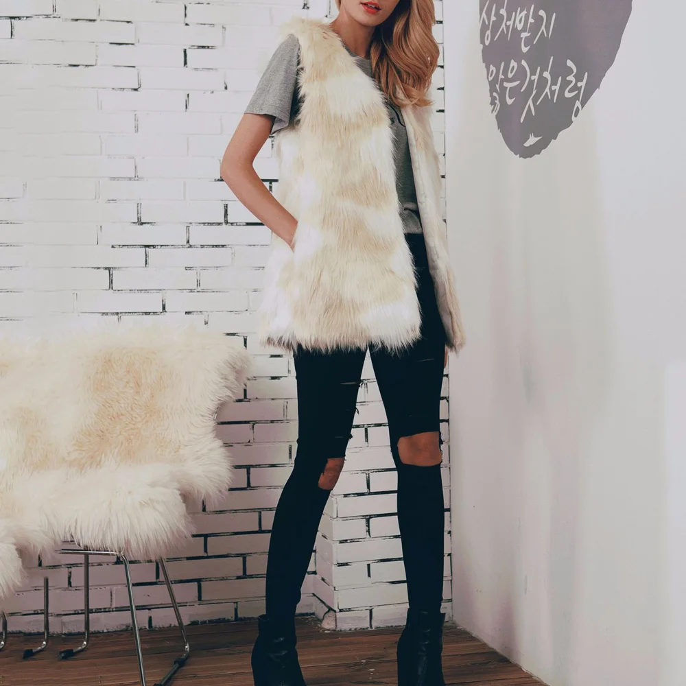 Хорошее Женское пальто из искусственного меха осенне-зимняя теплая женская