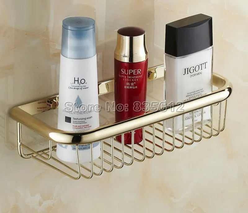 

Bathroom Accessory / 300mm Gold Color Brass Wall Mounted Single Tier Soap / Sponge Shower Storage Basket Wba095