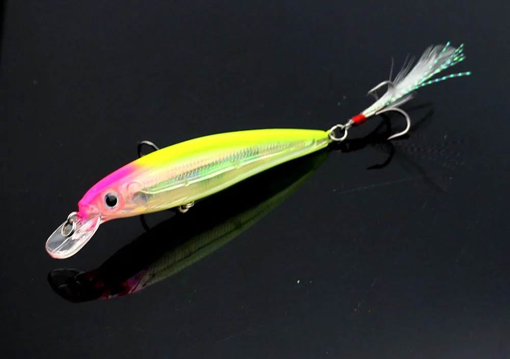 1 шт. рыболовная приманка в виде гольяна для дайвинга с крючками из перьев жесткая