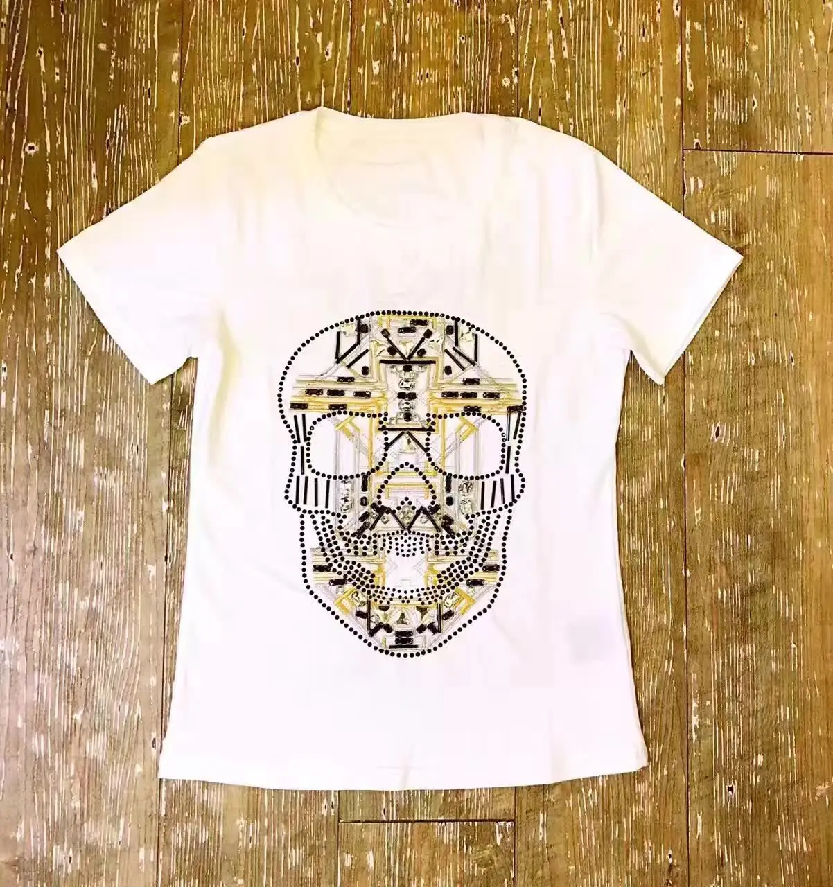 2017 новый высококачественный женщин с коротким рукавом о-образным вырезом алмаз