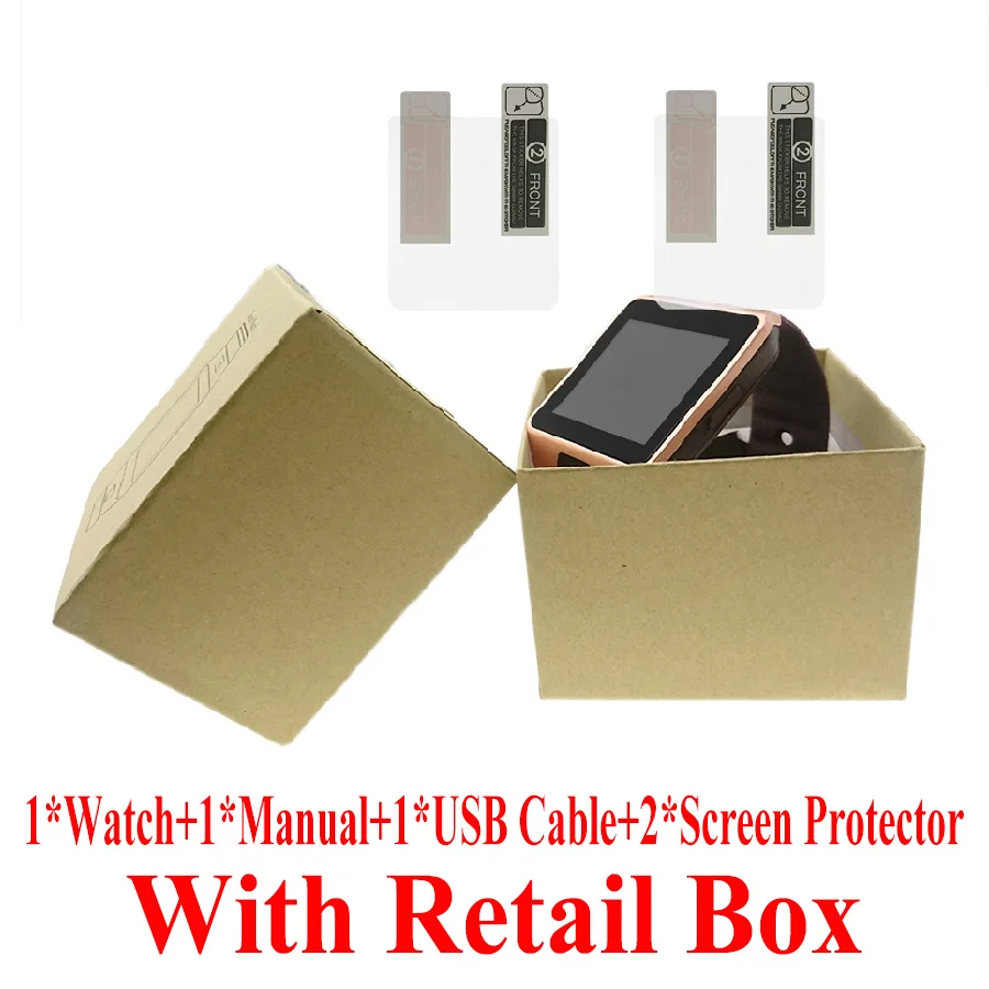 Gold With Box Bluetooth Смарт часы Smartwatch DZ09 Android телефонный звонок 2G GSM SIM TF карта камера для iPhone samsung huawei PK GT08 A1 Y1 Q18 - Цвет: Gold With Box