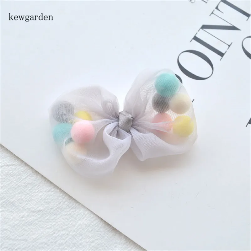 Серый Kewgarden марлевый клубок ручной работы бантик для волос Материал для маленьких девочек Шпильки Hairbow лента для волос аксессуары 5*9 см 4 шт./компл - Цвет: Серый