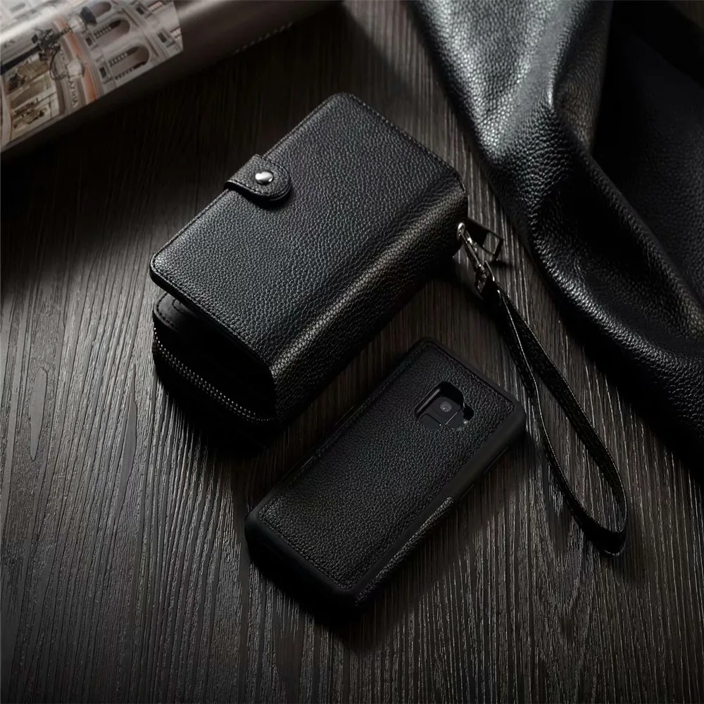 Кожаный откидной съемный чехол-кошелек на молнии для Samsung Note 20 9 8