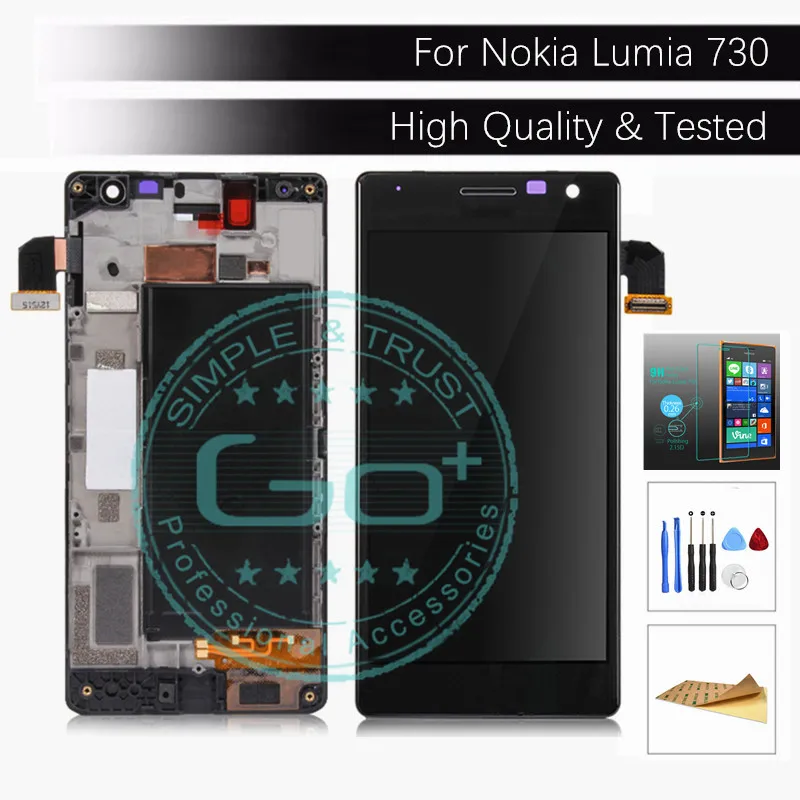 Для Nokia Lumia 730 ЖК-дисплей + рамка дигитайзер сенсорный экран для Dual SIM в сборе