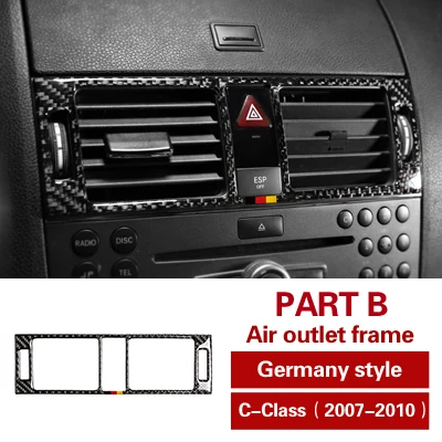 Part B Germany Для mercedes C class W204 углеродное волокно внутренняя отделка выход CD кондиционер Центральная панель управления наклейки и наклейки для автомобиля - Название цвета: Part B Germany