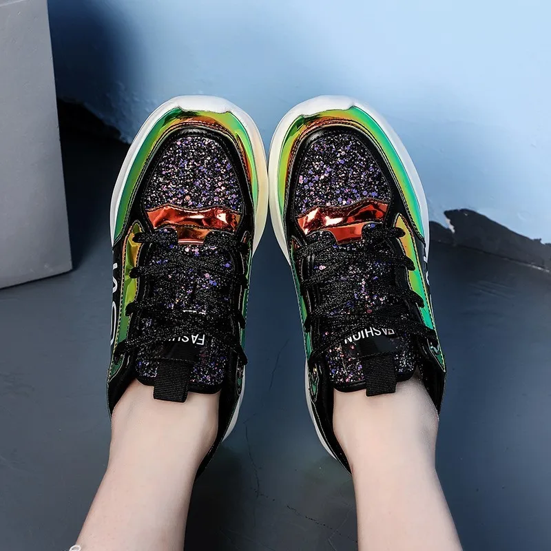 Кроссовки женские со стразами повседневная обувь для бега шикарные криперы