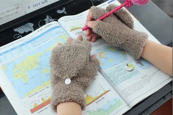 Женские перчатки из искусственной шерсти толстые зимние для компьютера
