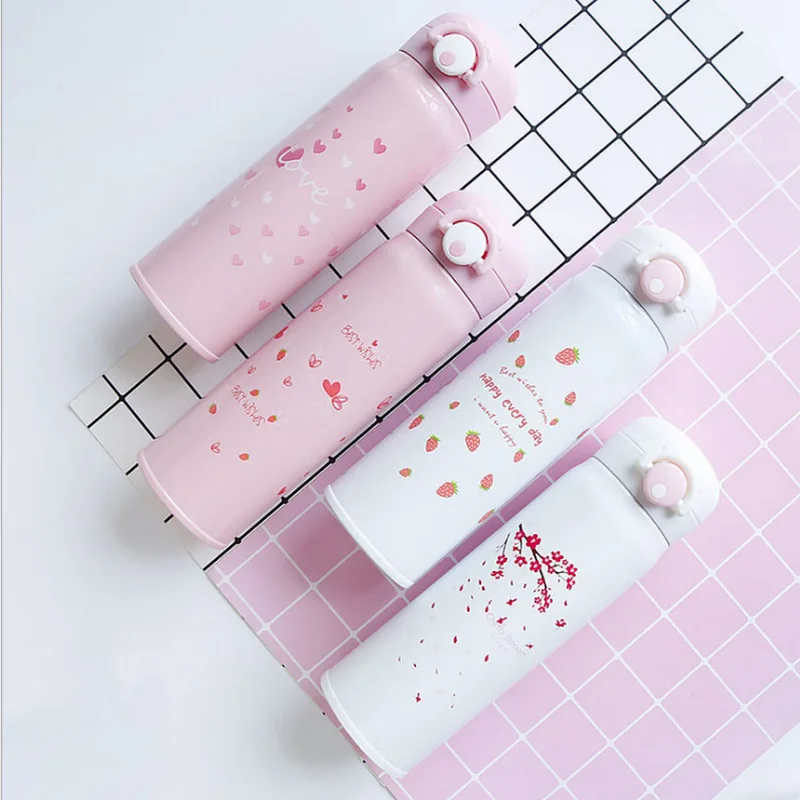 

Cherry Blossom Vacuum Flask Thermos Bottle for Water Girl Women Thermocup Love Thermal Mug Thermos for Tea Thermo Cup 350/500ml