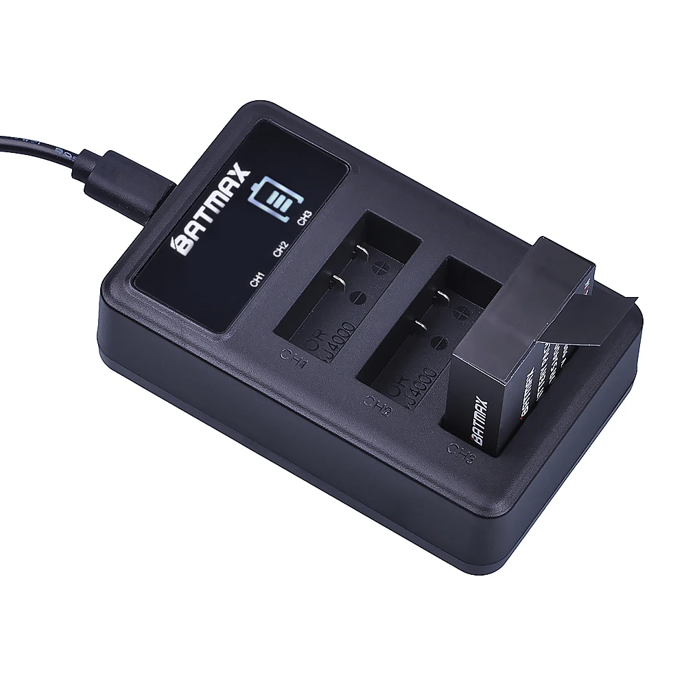 2 шт. аккумулятор SJ4000 PG1050 + светодиодный 3 слота USB зарядное устройство для экшн