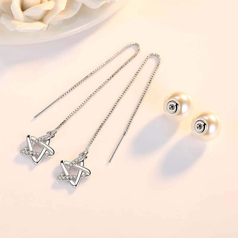 JANTR длинной бахромой серьги темперамент преувеличены имитация жемчуга женского