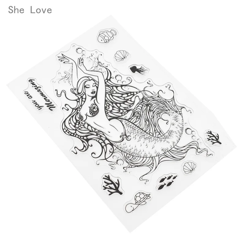 She Love Mermaid прозрачный Штамп для DIY скрапбукинга карты декоративный тиснение