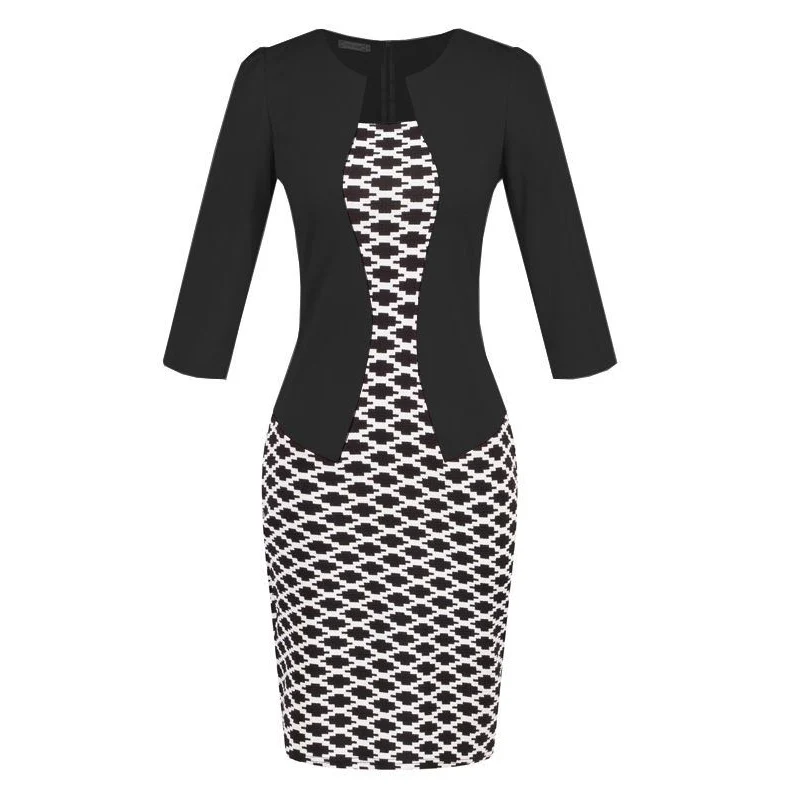 Летнее женское платье Mujer Vestido, платье для работы со средним рукавом, повседневное облегающее платье с цветочным рисунком размера плюс XXXL, женская сумка, облегающее платье - Цвет: As picture show