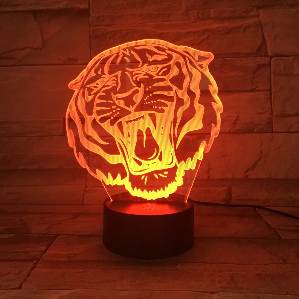 Лампа светодиодная RGB в стиле Тигр с сенсорным выключателем|marvel lampara|usb touch switch3d light