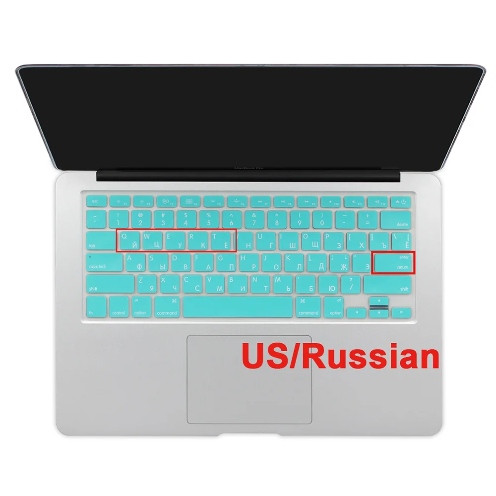 mint green США введите русский алфавит силиконовый чехол для клавиатуры MacBook Air 13 Pro 13 15 17 дюймов retina A1466 A1502 A1398 - Цвет: mint green