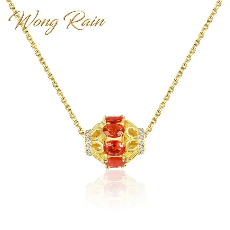 Wong Rain винтажное ожерелье из стерлингового серебра 925 пробы рубиновое с подвеской