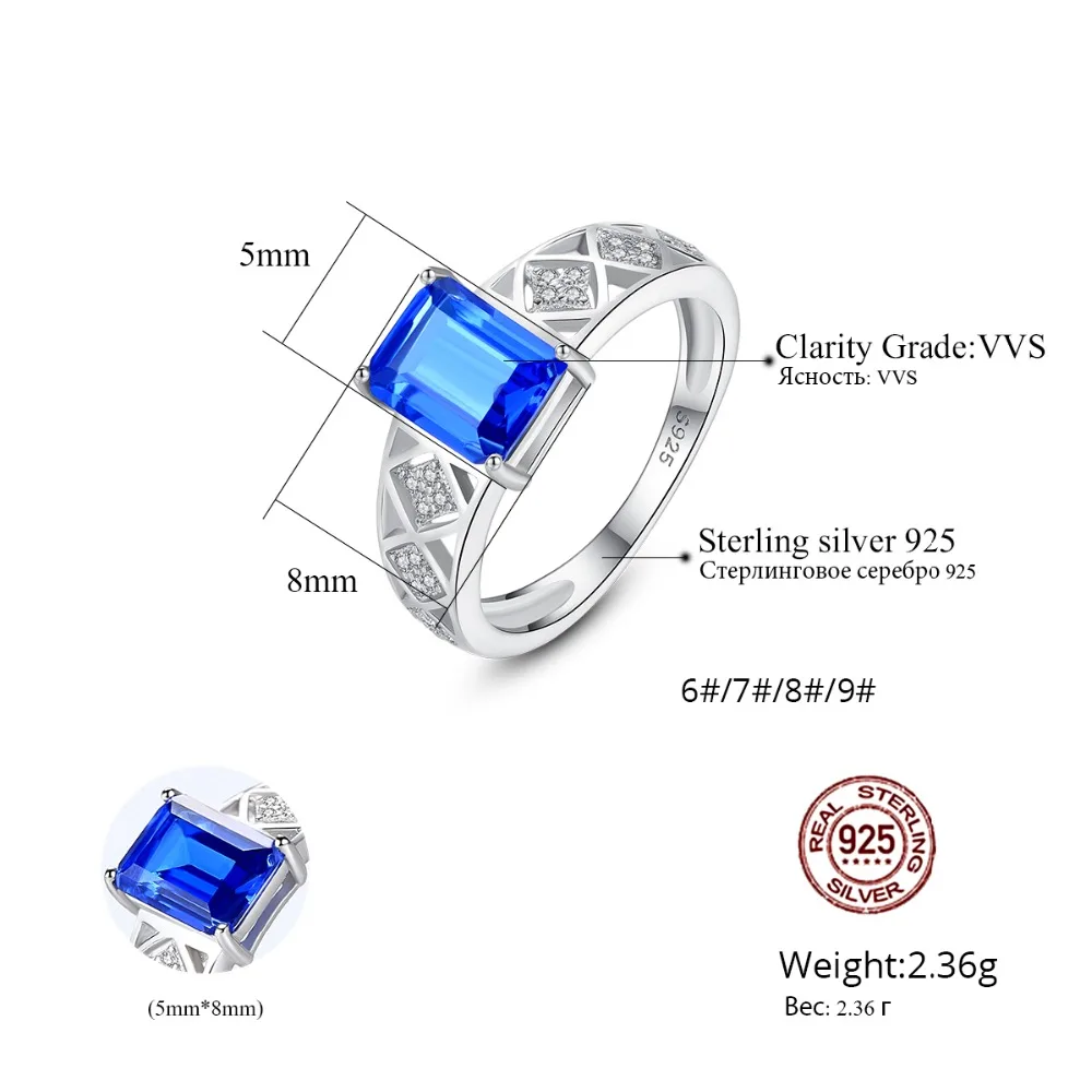 CZCITY Gorgeous 925 Sterling Silver Rectangle Sapphire Engagement Rings for Women Mystic Cutting Bridals Wedding Jewelry | Украшения и