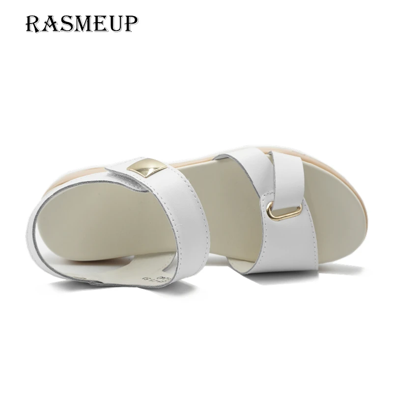 RASMEUP/женские босоножки из натуральной кожи на платформе с открытым носком
