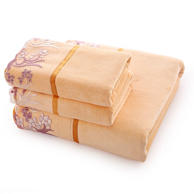 Полотенце из микрофибры с вышивкой 3 шт. набор полотенец для взрослых дома 1 * 70*140