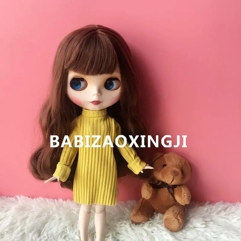 5 цветов Лидер продаж 30 см красочные Blyth длинный свитер одежда подходит(blyth, pullip, barbi, azone, kurhn, 1/6 кукла) DC037 - Цвет: yellow