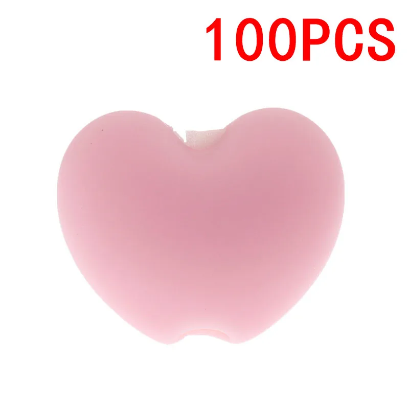 02rouge pink 100 шт Мини Сердце Силиконовые бусы для прорезывания зубов 15*10*8 мм силиконовый Прорезыватель для зубов аксессуары силиконовый без бисфенола А детские жевательные игрушки - Цвет: 02rouge pink