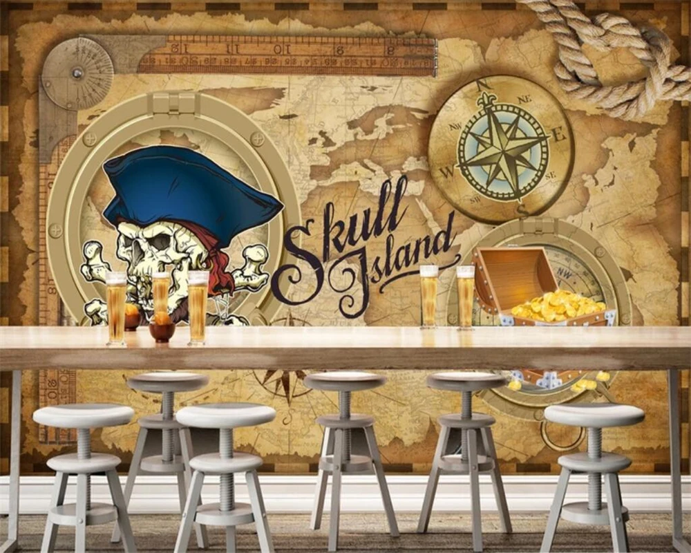 Обои на заказ 3d фрески ретро Ностальгический пиратский корабль Парусный фон
