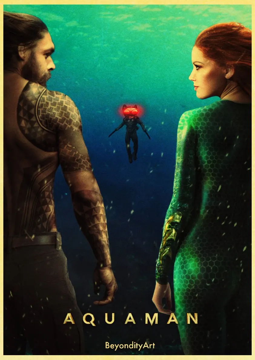 ВИНТАЖНЫЙ ПЛАКАТ DC Comics супергерой Аквамен фильм плакаты крафт-бумага настенная живопись Ретро плакат Настенная Наклейка