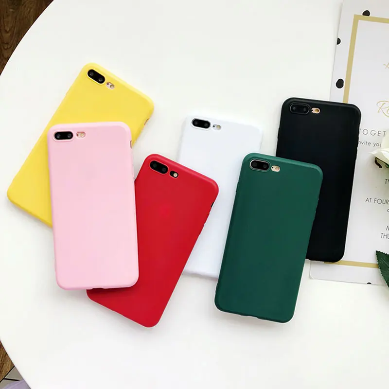 Ультратонкий чехол для iPhone 5 5S SE X Xs MAX XR однотонный Мягкий из ТПУ 6 6s 7 8 plus ярких
