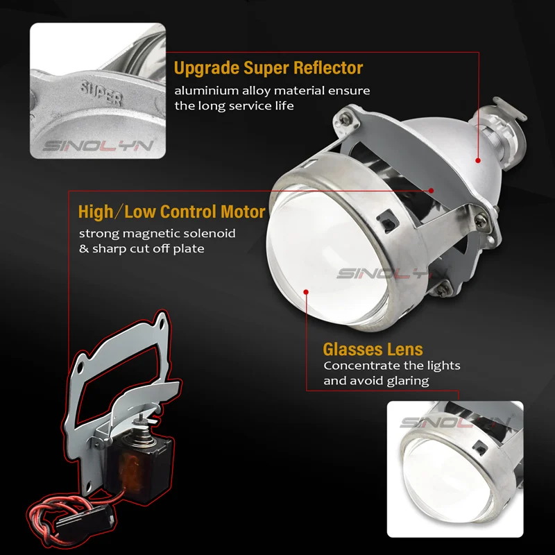SINOLYN супер 3,0 ''h1 HID би ксеноновые линзы проектор фары H1 H4 H7 рассеиватель фар полностью металлический автомобиль Стайлинг части автомобилей