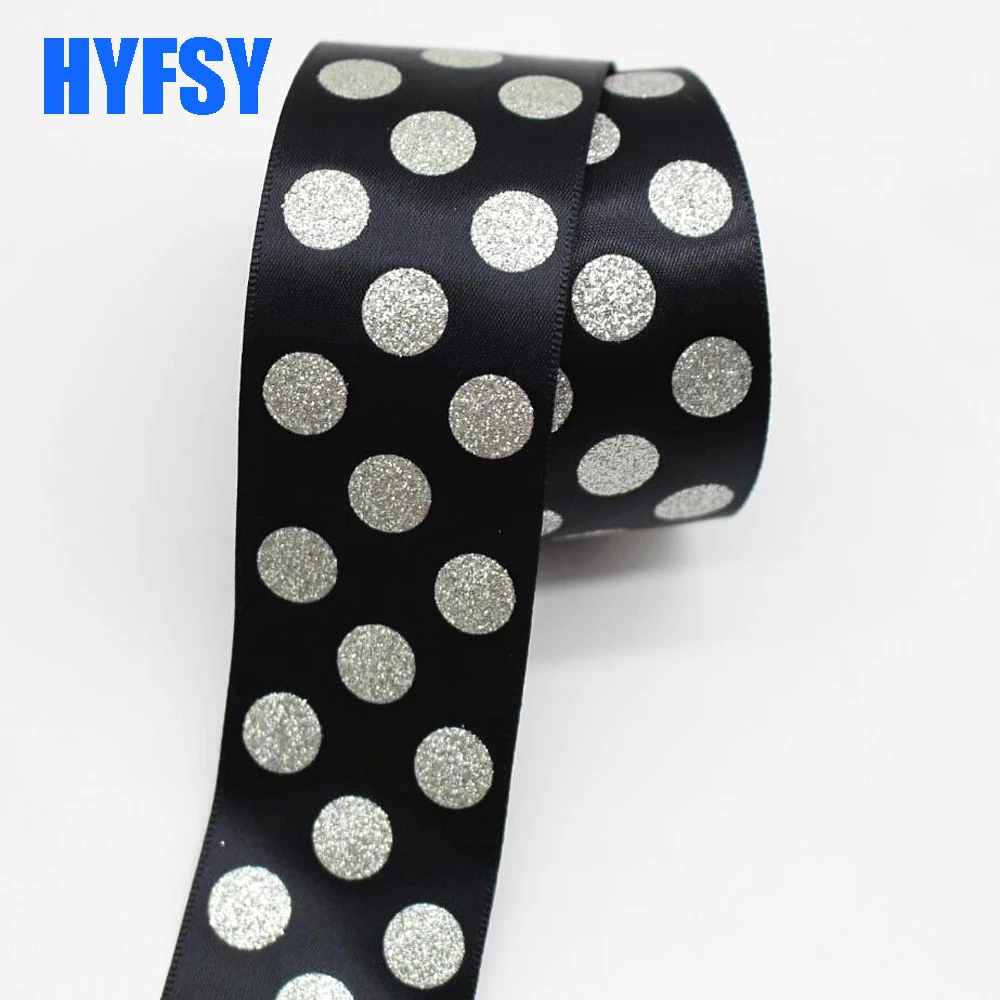 Hyfsy 1-1/2 38 мм Серебряная лента в горошек 10 ярдов DIY головной убор подарочная упаковка материалы ручной работы Полиэстер Сатин Серебряный Порошок