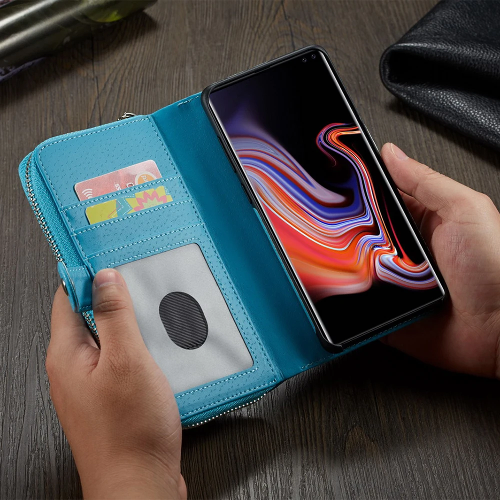 Для Samsung S10 + Plus S10e кошелек из искусственной кожи на молнии съемный чехол для карт