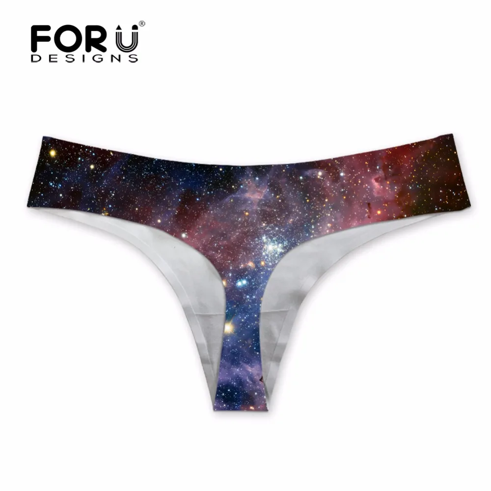 FORUDESIGNS Galaxy Star Space Printed Sexy G String Women Brand Designer Seamless Briefs Underwear Fashion Feminie Panties Thong|Женские