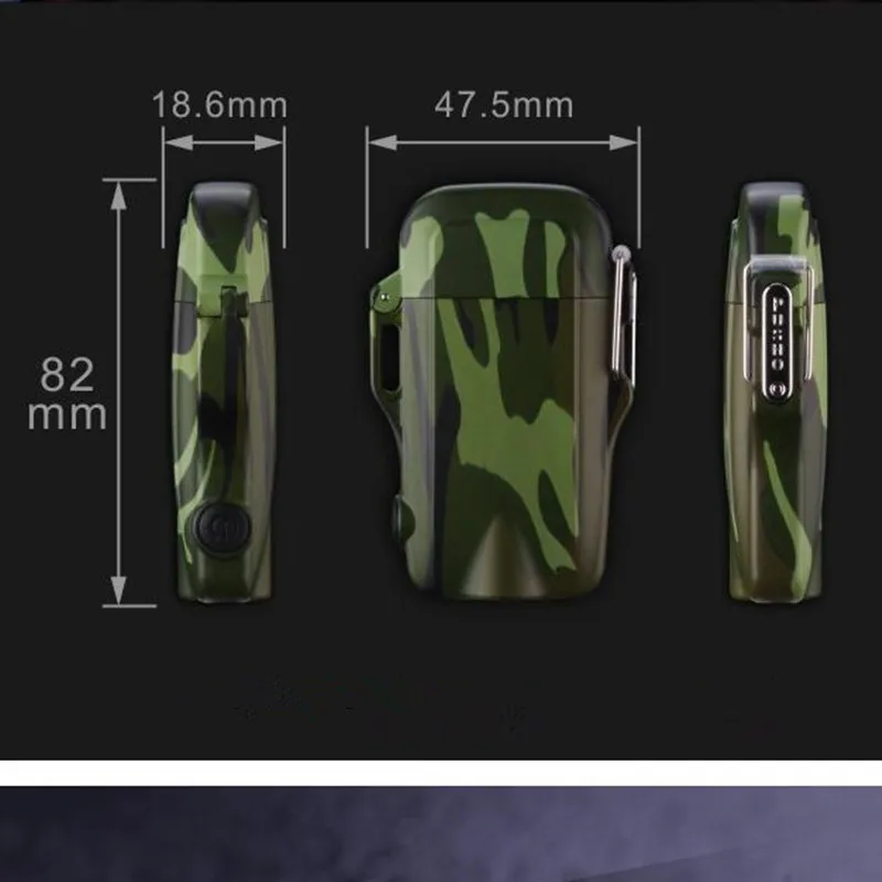 Классический водонепроницаемый USB плазменная Зажигалка двойной ветрозащитный