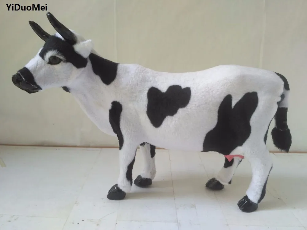 

large 27x20cm artificial cow model plastic&furs dairy cow handicraft prop, home decoration gift p0714