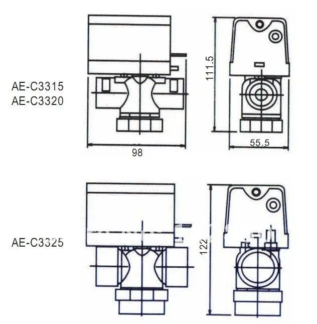 Трехсторонний электрический клапан G1/2 дюйма моторизованный 220 240 В переменного