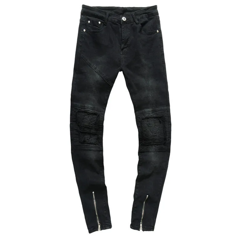 REPPUNK 2019 Новый Для Мужчин's плиссированные джинсы для байкеров Slim Fit дизайнерские