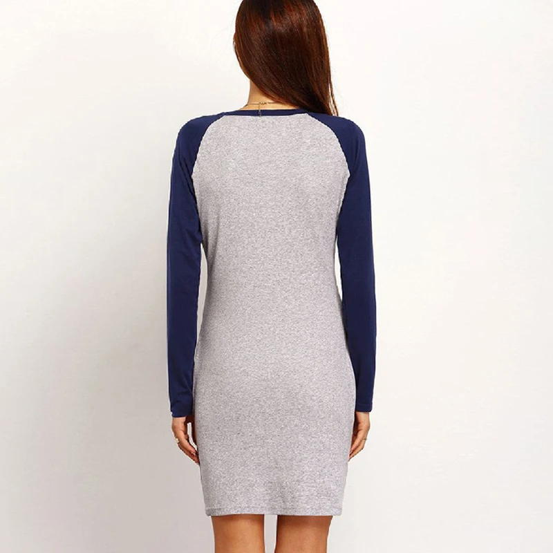 Saslax Повседневное Цельнокройное контраст Цвет Bodycon Футболка посылка бедра платья