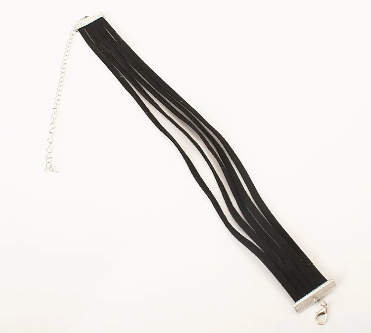 Черное бархатное ожерелье-чокер в стиле 90-х 5 слоев готического стиля ручной