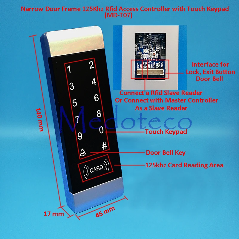 Узкая дверь контроль доступа тонкий 125 кГц Rfid карты контроля ler сенсорная