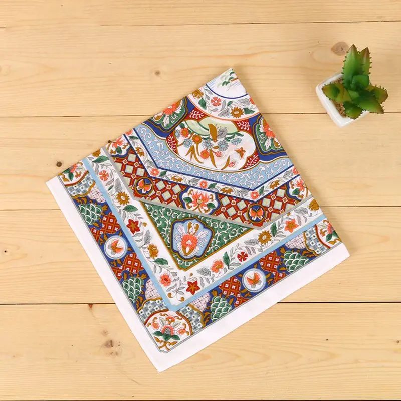 45x45 см квадратный платок из хлопка для пар цветная фарфоровая Цветочная печать