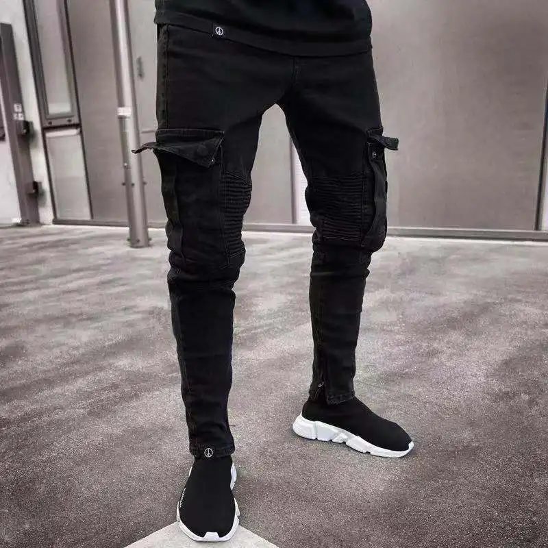 

Stretch Jeans 2020 Men Fashion Pantalones Denim Black Jeans Stretch Pants with Pocket Small Feet Men Fashions Black Jeans
