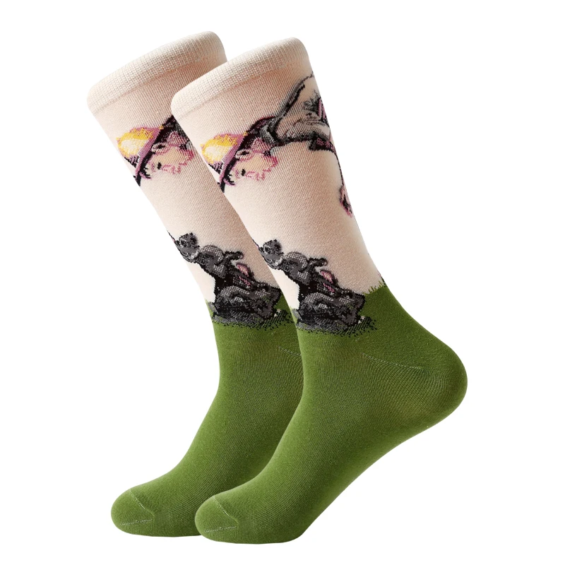 LETSBUY/5 пар/лот мужские забавные носки хлопковые с масляной росписью Ван Гога