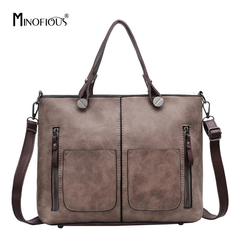 Light pink MINOFIOUS, винтажная женская сумка через плечо, Женская Повседневная сумка, для ежедневных покупок, сумки, универсальные, высокое качество, женская сумка - Цвет: Light pink